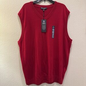 Hart Schaffner Marx Extra Fine‎ Merino Wool Sweater Vest Mens Big & Tall 3XT Red